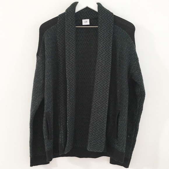 CAbi Sweaters - Cabi Fireside Sweater Cardigan Green and Black L